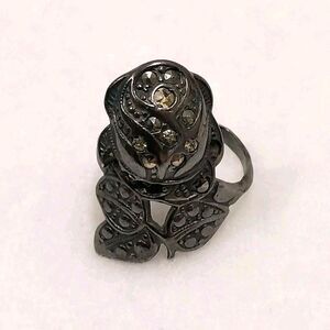 Vintage Marcasite Art Deco Rose Sterling Ring Size 4 #J041